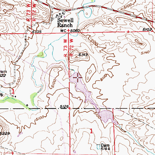 Topographic Map of Nichols Reservoir Number 2 Dam, WY