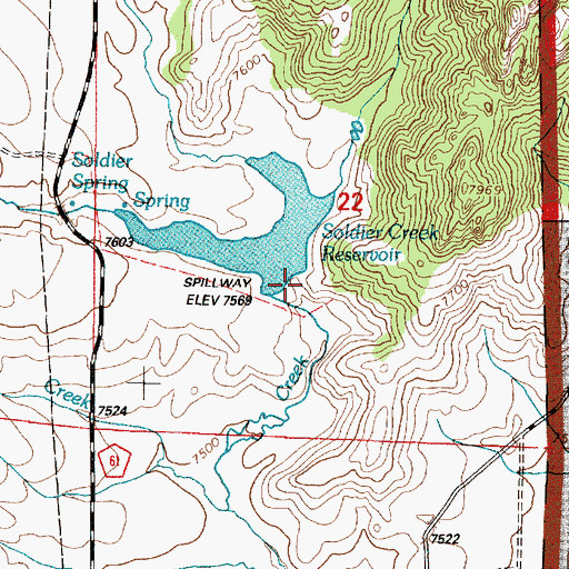 Topographic Map of Bell and Scranton Number 1 Reservoir, WY