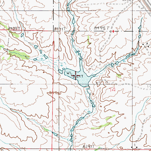 Topographic Map of Williams Number 3 Reservoir, WY