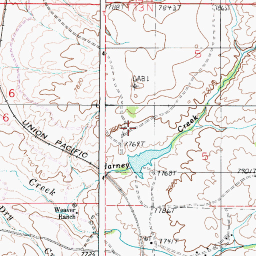 Topographic Map of Weaver Dam, WY