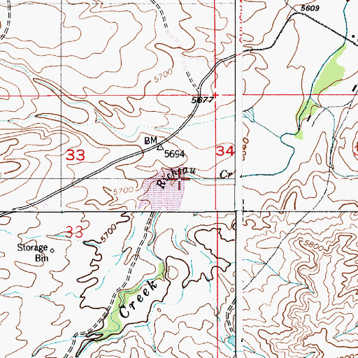 Topographic Map of Richard Reservoir Number 1 Dam, WY
