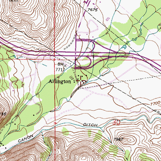 Topographic Map of Arlington, WY