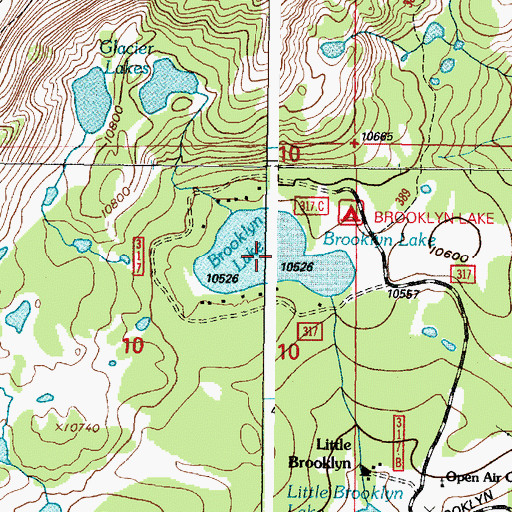 Topographic Map of Brooklyn Lake, WY