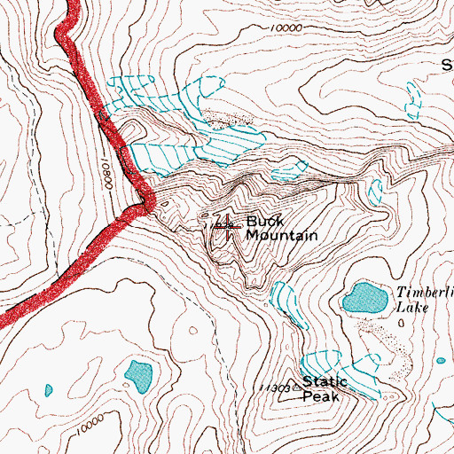 Topographic Map of Buck Mountain, WY