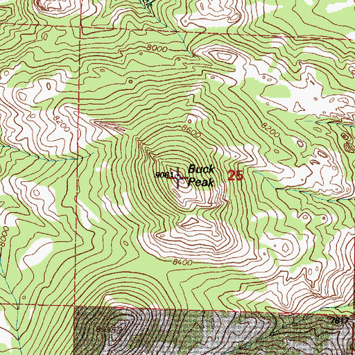 Topographic Map of Buck Peak, WY