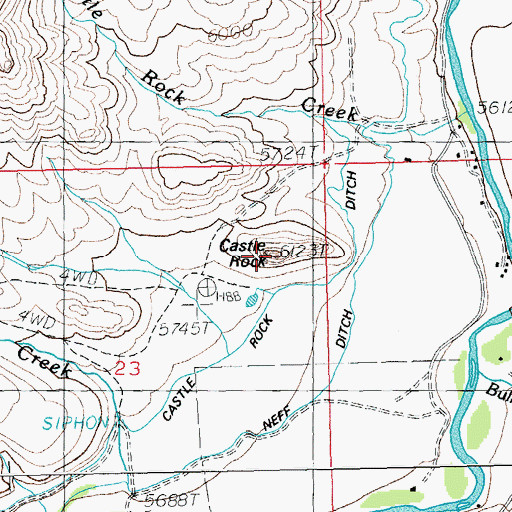 Topographic Map of Castle Rock, WY