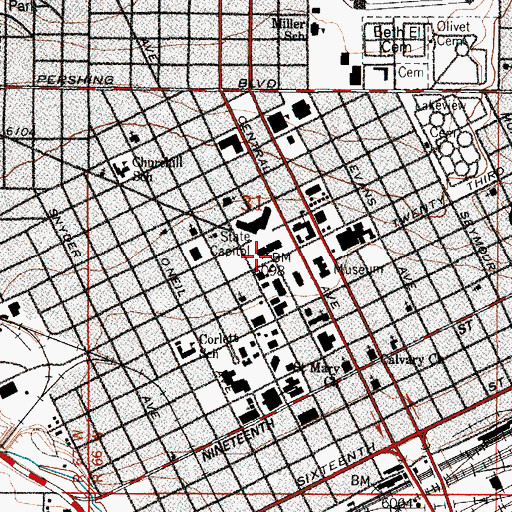 Topographic Map of Cheyenne, WY