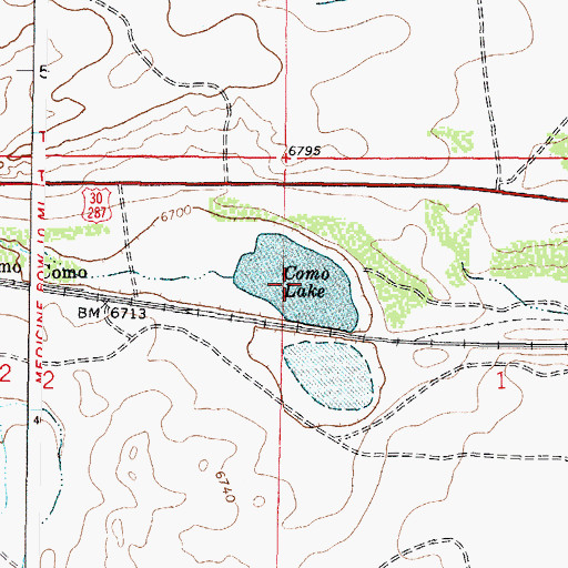Topographic Map of Como Lake, WY