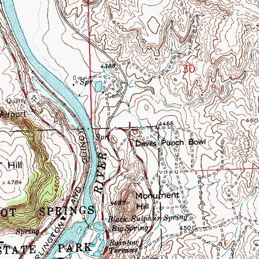 Topographic Map of Devils Punch Bowl, WY
