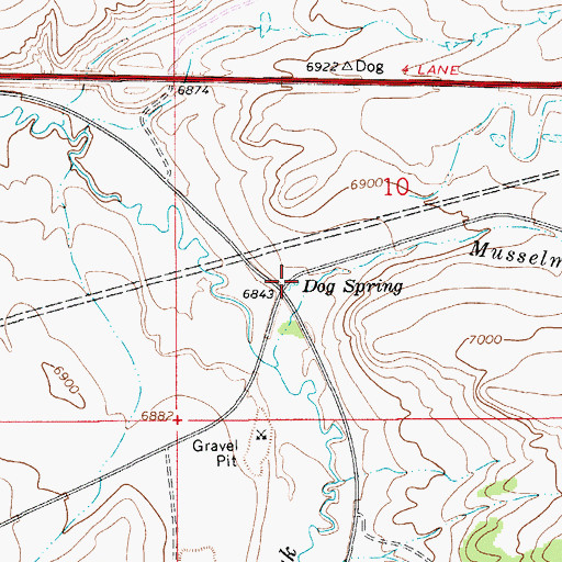 Topographic Map of Dog Spring, WY