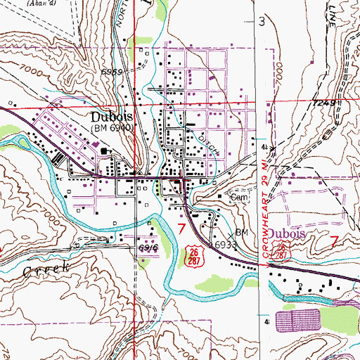 Topographic Map of Dubois, WY