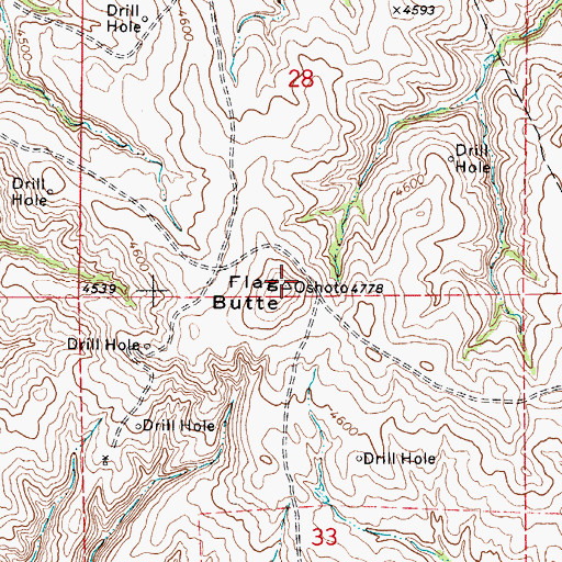 Topographic Map of Flag Butte, WY