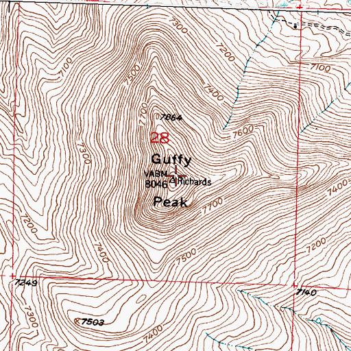 Topographic Map of Guffy Peak, WY