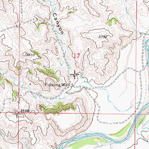Topographic Map of Hells Half Acre Canyon, WY