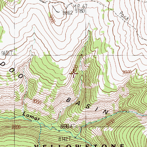 Topographic Map of Hoodoo Basin, WY