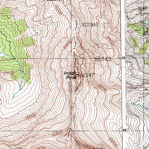 Topographic Map of Index Peak, WY