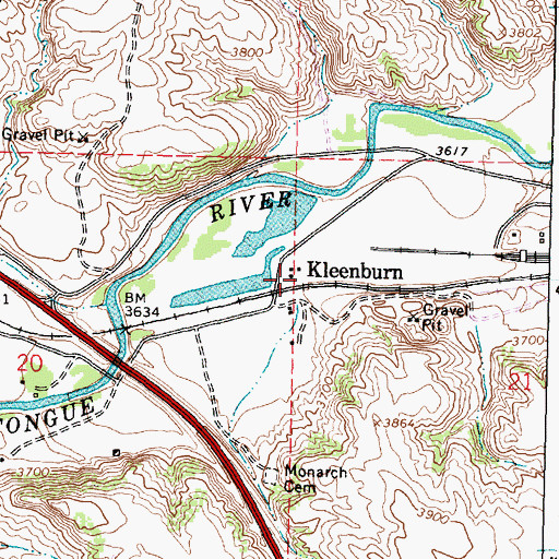 Topographic Map of Kleenburn, WY