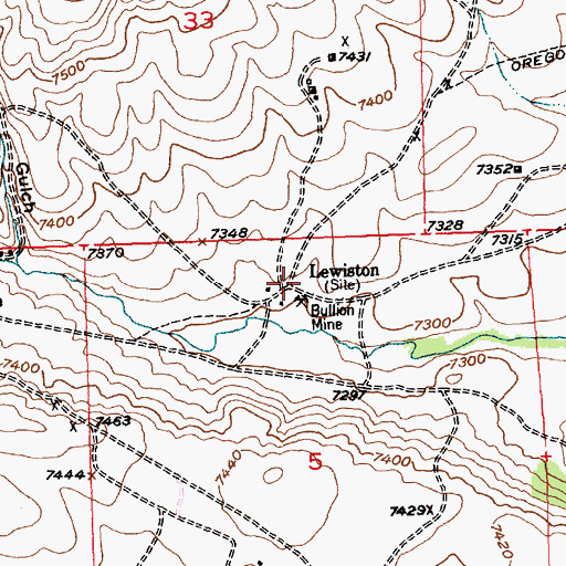 Topographic Map of Lewiston, WY