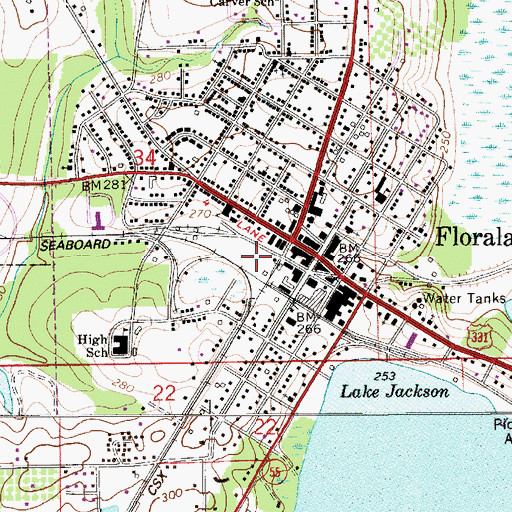 Topographic Map of WKWL-AM (Florala), AL