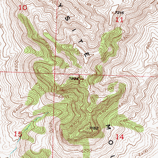 Topographic Map of Lysite Mountain, WY