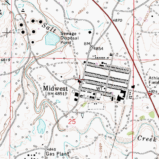 Topographic Map of Midwest, WY
