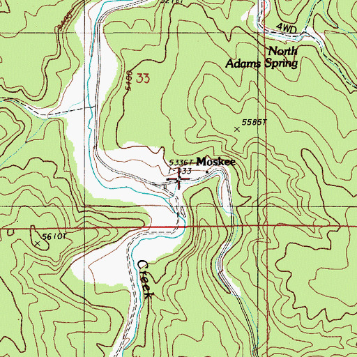 Topographic Map of Moskee, WY