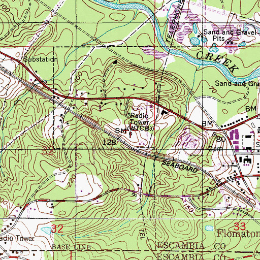 Topographic Map of WPIK-AM (Flomaton), AL