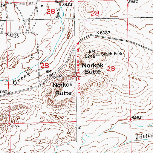 Topographic Map of Norkok Butte, WY