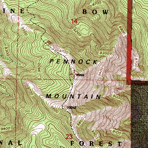Topographic Map of Pennock Mountain, WY
