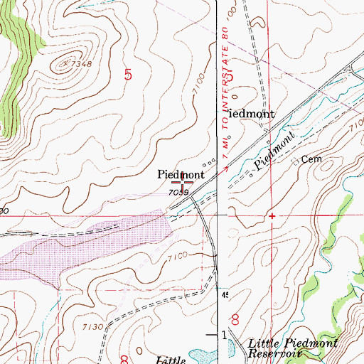 Topographic Map of Piedmont, WY