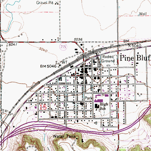 Topographic Map of Pine Bluffs, WY