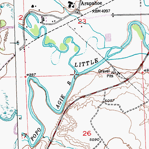 Topographic Map of Popo Agie River, WY