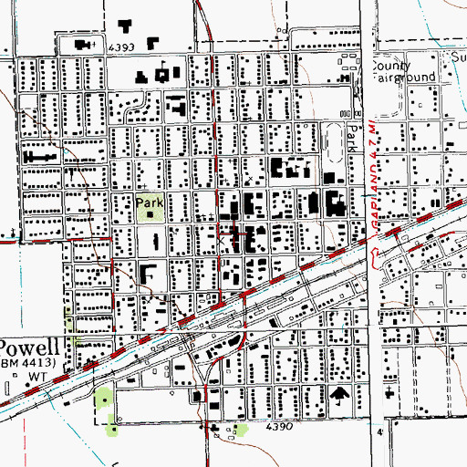 Topographic Map of Powell, WY