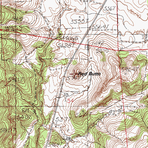 Topographic Map of Red Butte, WY