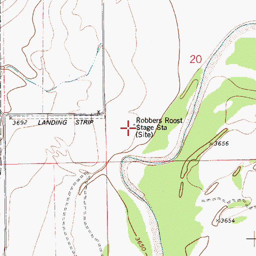Topographic Map of Robbers Roost Stage Station, WY