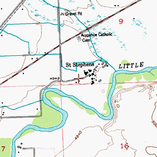 Topographic Map of Saint Stephens, WY