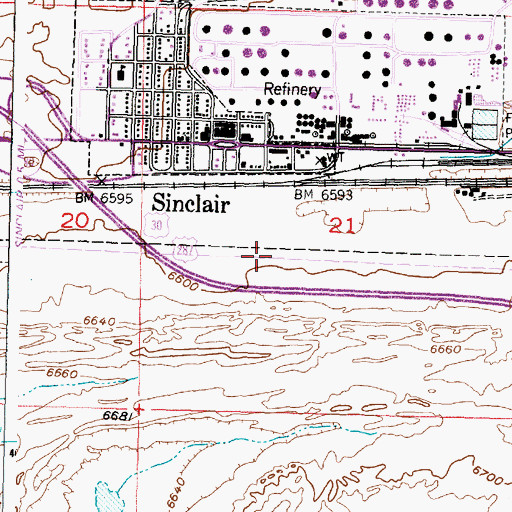 Topographic Map of Sinclair, WY