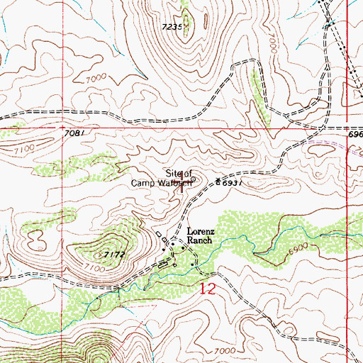 Topographic Map of Site of Camp Walbach, WY
