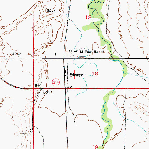 Topographic Map of Slater, WY