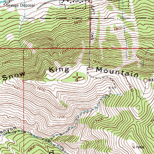 Topographic Map of Snow King Mountain, WY