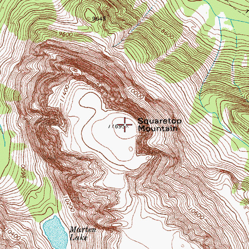 Topographic Map of Squaretop Mountain, WY