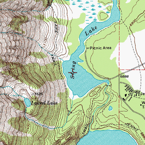 Topographic Map of String Lake, WY
