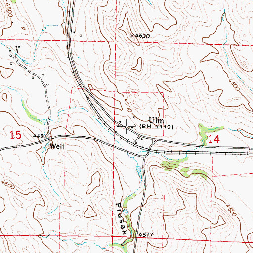 Topographic Map of Ulm, WY