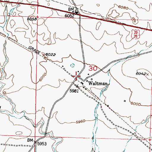 Topographic Map of Waltman, WY