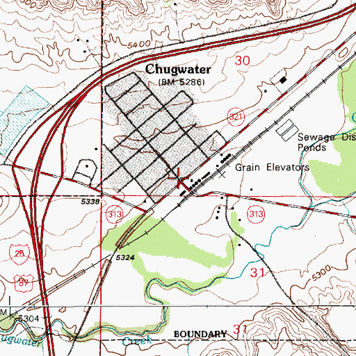 Topographic Map of Chugwater, WY