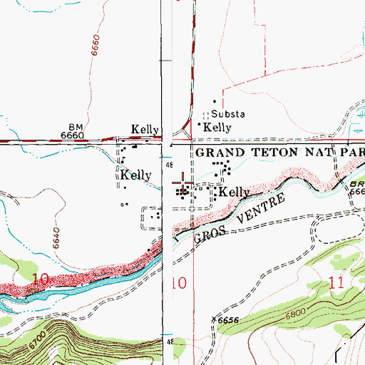 Topographic Map of Kelly, WY