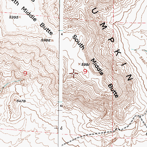 Topographic Map of Pumpkin Buttes, WY
