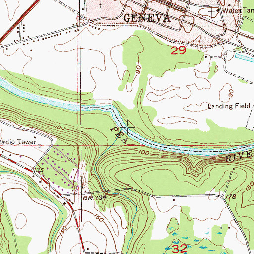 Topographic Map of WGEA-AM (Geneva), AL