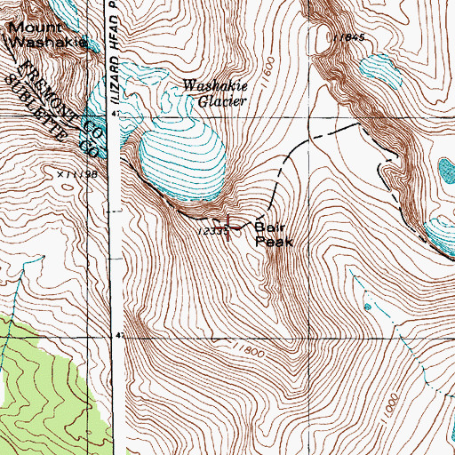Topographic Map of Bair Peak, WY