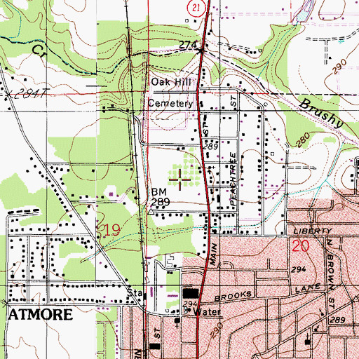 Topographic Map of WATM-AM (Atmore), AL